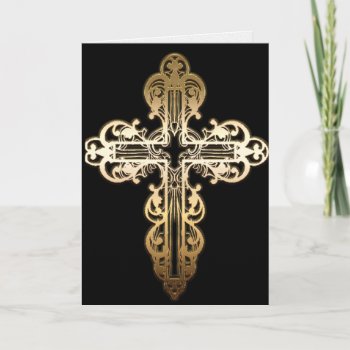 Gold Cross Greeting / Note Card by MemorialGiftShop at Zazzle