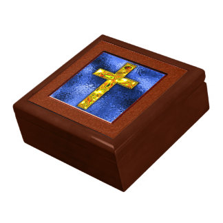 Gold Cross Keepsake Box