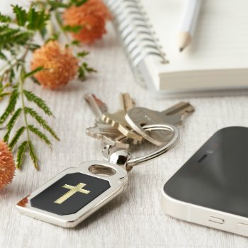 Gold Cross Keychain by norman888 at Zazzle
