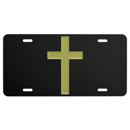 Gold Cross License Plate