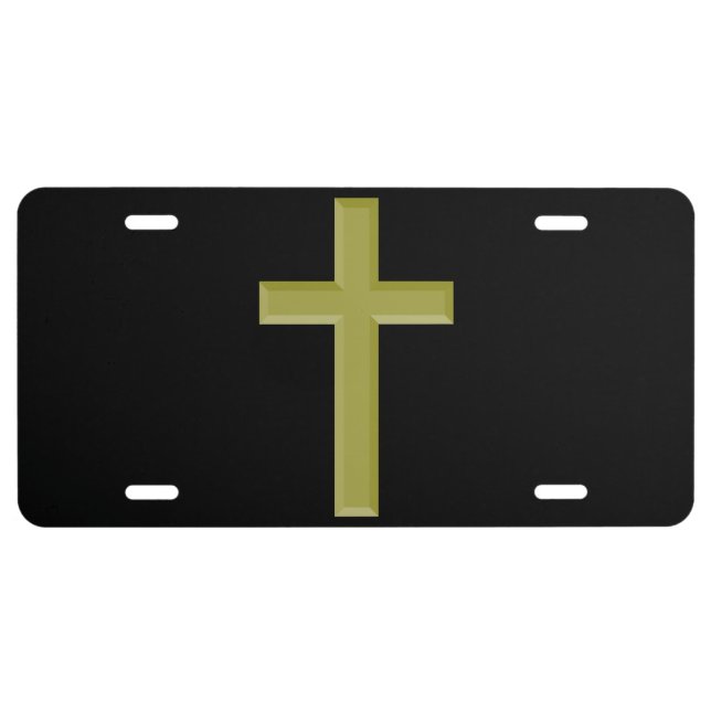 Gold Cross License Plate (Front)