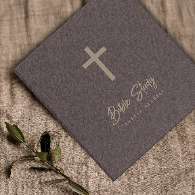 Gold Cross Light Brown Faux Leather Bible Study 3 Ring Binder (Creator Uploaded)