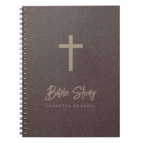 Gold Cross Light Brown Leather Look Bible Study Notebook