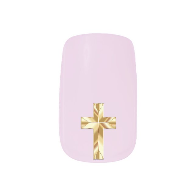 Gold Cross Minx Nail Art (Right Thumb)