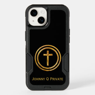 Gold Cross Name Template OtterBox iPhone 14 Case