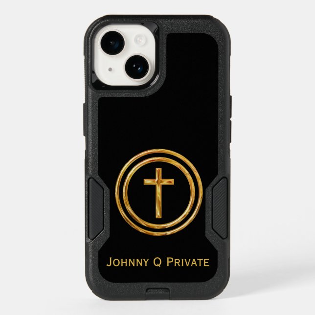 Gold Cross Name Template Otterbox iPhone Case (Back)