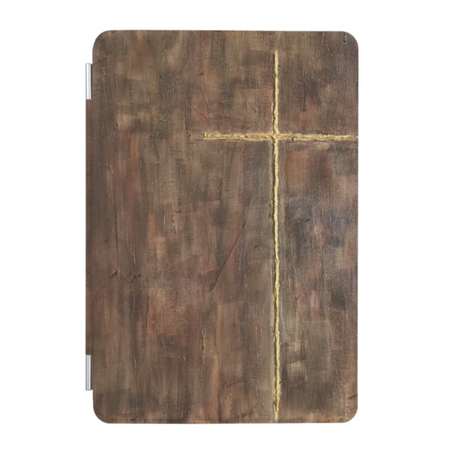 Gold Cross on a Wooden Background iPad Mini Cover (Front)