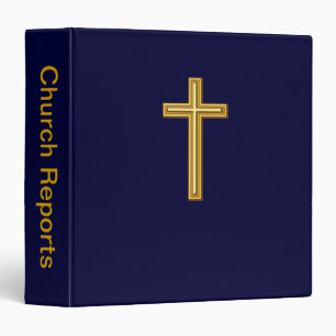 Gold Cross on Blue Binder