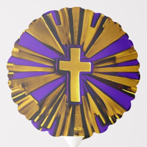 Gold Cross on Purple Background Balloon