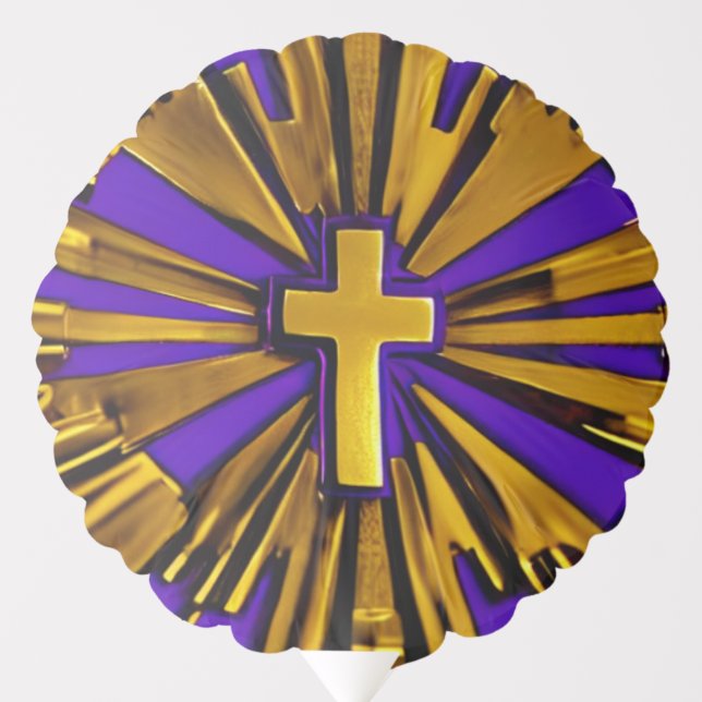 Gold Cross on Purple Background Balloon (Front)