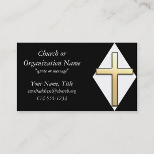 Gold Cross on White/Black Business Cards