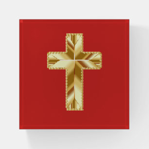 Gold Cross Paperweight