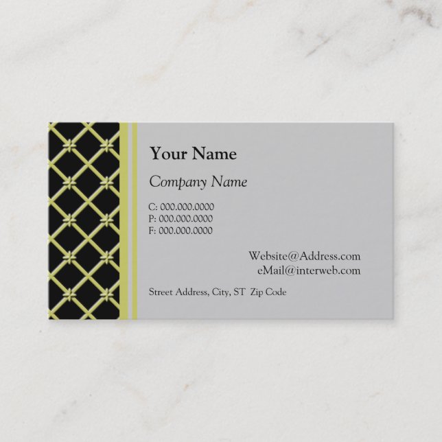 Gold Cross Pattern on Black Custom Business Cards (Front)