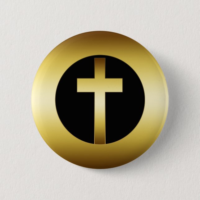GOLD CROSS PINBACK BUTTON (Front)