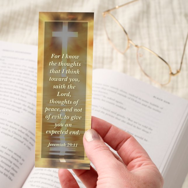 Gold Cross Reflection Church Pastor Bible Verse Bookmarks (Hand)