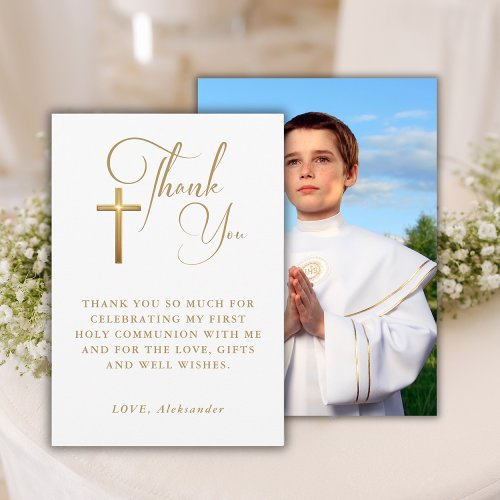 Gold Cross Religious First Communion Photo