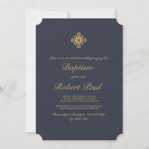 Gold Cross Religious Invitation
