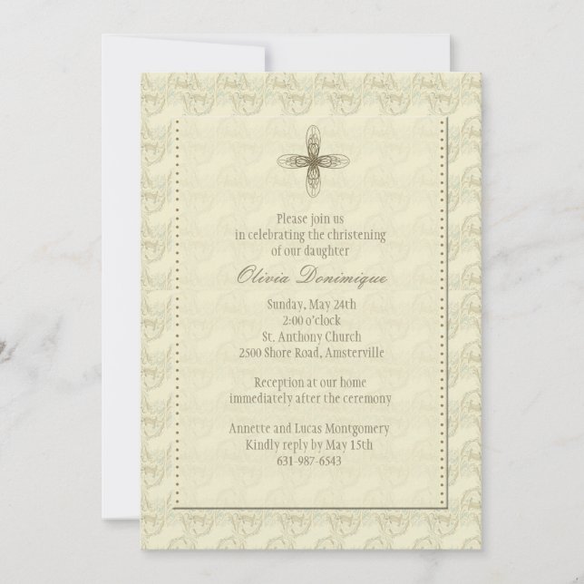 Gold Cross Religious Invitation (Front)