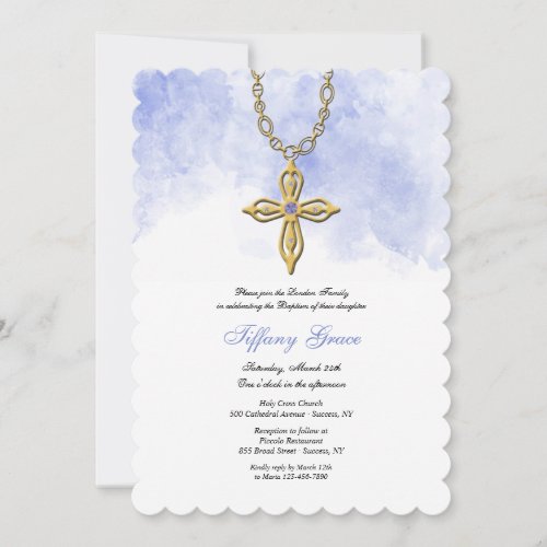 Gold Cross Religious Invitation