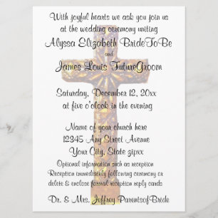Gold Cross Religious Wedding Invitation