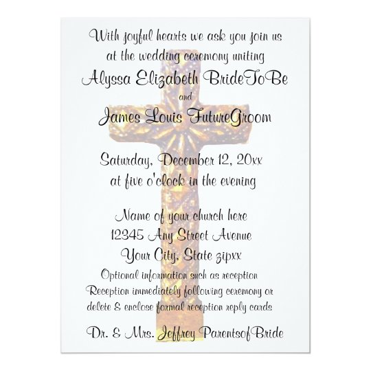 Gold Cross Religious Wedding Invitation Zazzle Gold Cross Religious Wedding Invitation