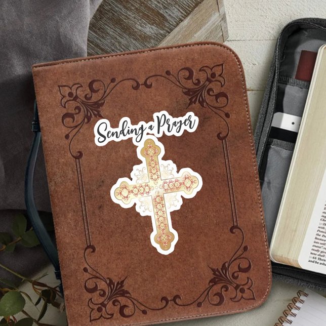 Gold cross sending a prayer sticker (Creator Uploaded)