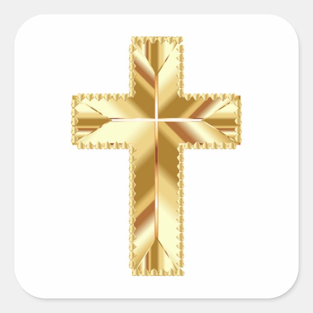 Gold Cross Square Sticker (Front)
