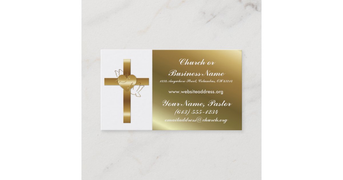 Gold Cross W Doves Church Minister Business Card Zazzle Com