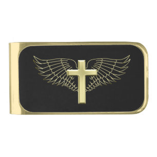 Gold Cross Wing Finish Money Clip