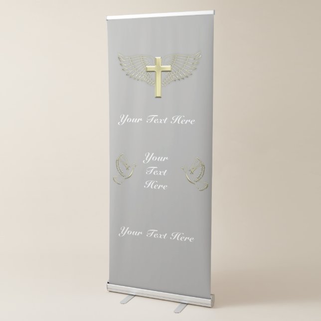 Gold Cross Wing Retractable Banner (3/4)