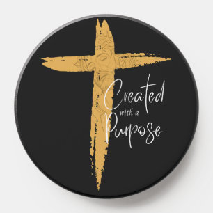 Gold Cross with Jesus Created With A Purpose PopSocket