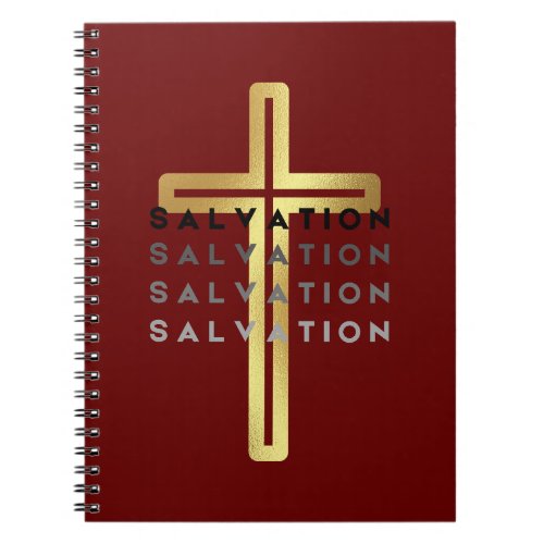 Gold Cross with Salvation Words  Notebook