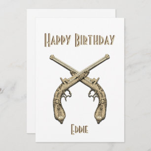 Gold Crossed Pistols Blue Birthday Party Invitat Invitation