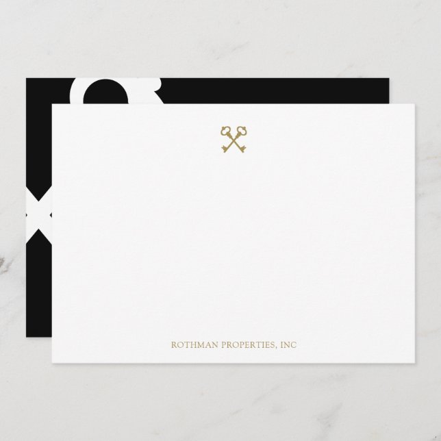 Gold Crossed Skeleton Keys  Card (Front/Back)