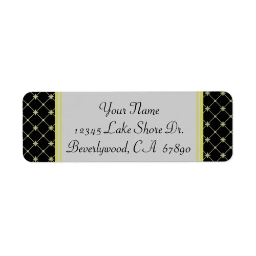 Gold Crosses Pattern on Black Custom Address Label