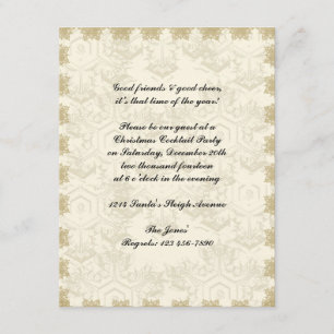 Gold Crosstitch Snowflake Invitation