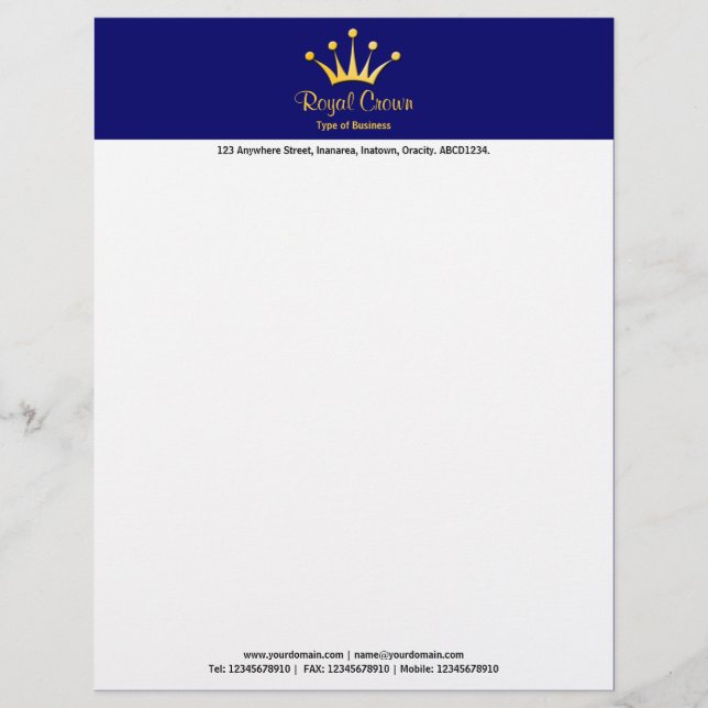 Gold Crown 2in Color Header - Navy 000066 Letterhead (Front)