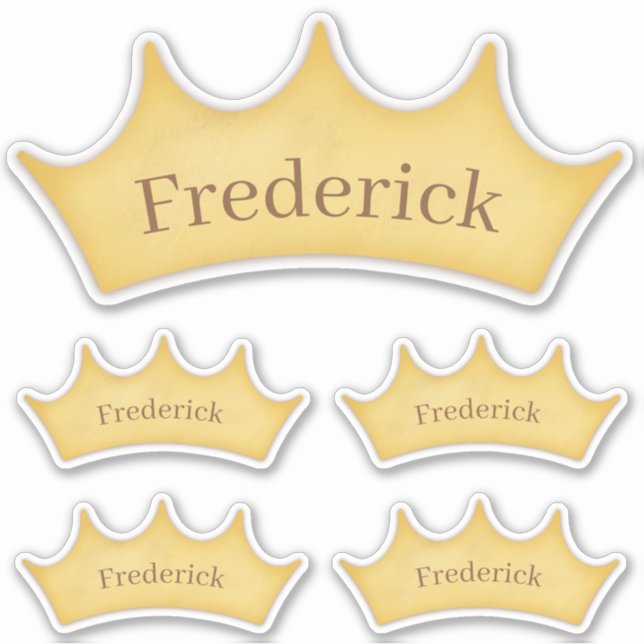 Gold Crown 5 Kids & Baby Personalized Name Labels (Front)