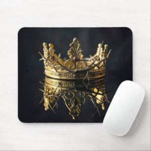 Gold Crown and Crown of Thorns Reflection Mouse Pad