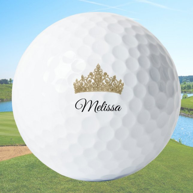 Gold Crown and Custom Name Pretty Golf Balls (Creator Uploaded)