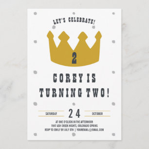 Gold Crown Birthday Invitation