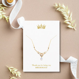 Gold Crown Bridesmaid Necklace Display Card