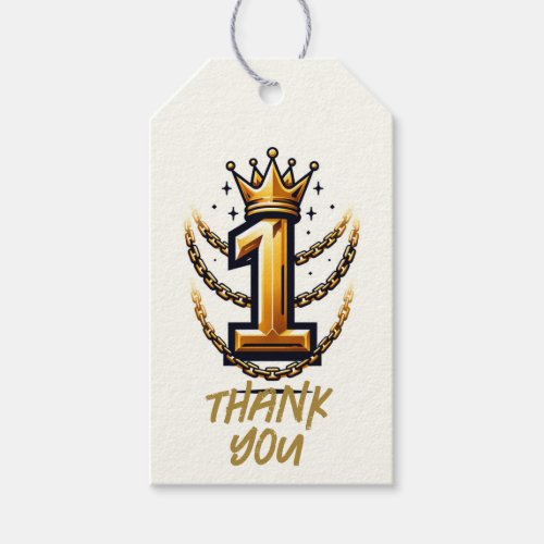 Gold Crown Chain Drip 1 1 1st Birthday Party Gift Tags