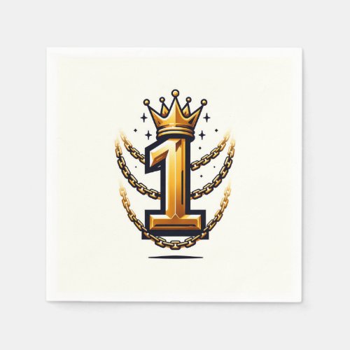 Gold Crown Chain Drip 1 1 1st Birthday Party Napkins
