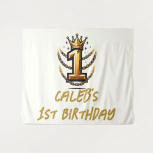 Gold Crown Chain Drip 1 #1 1st Birthday Party Tapestry