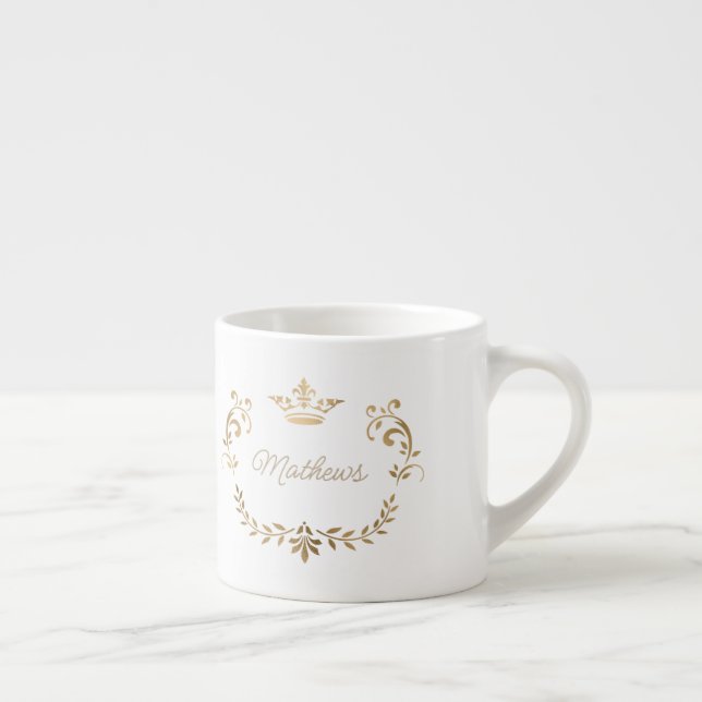 Gold Crown Crest Personalized  Espresso Cup (Right)