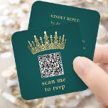 Gold Crown Dark Green Quinceañera Scan Me QR RSVP Enclosure Card<br><div class="desc">Simplify birthday party RSVP responses with chic modern QR Code enclosure cards. This template is set up for a quinceañera's 15th birthday celebration, but is simple to customize for a Sweet 16 or princess party. The colors and font style can be easily changed with the Zazzle Design Editor tool. The...</div>