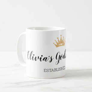 Gold Crown Establish Year of Christening Godmother Coffee Mug