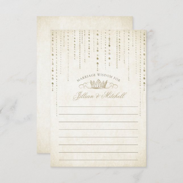 Gold Crown Fairytale Wedding Advice Card (Front/Back)