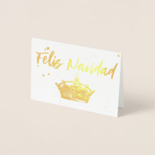 Gold Crown Feliz Navidad Christmas Foil Card